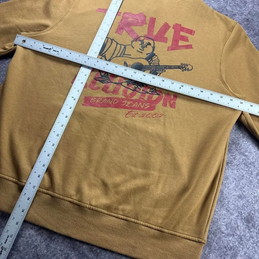 True Religion Full Zip Hoodie Men’s XL Brown Buddha Graphic Sweatshirt Y2K